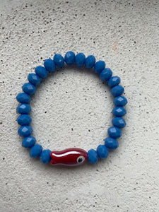 Adan | Perlenarmband mit Fisch in Blau